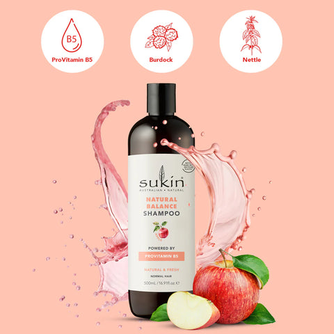 Sukin APPLE NATURAL BALANCE SHAMPOO | FRUITY HAIRCARE | 500ML