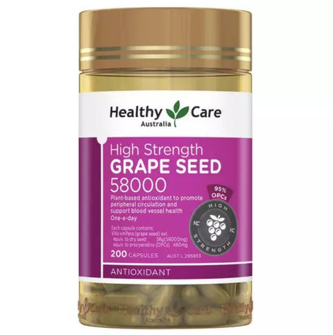 Healthy Care-High Strength Grape Seed 58000mg - 200 Capsules
