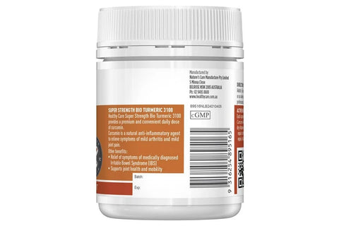 Healthy Care Bio Turmeric 3100mg - Anti-Inflammatory, 100 Capsules
