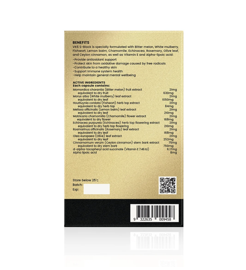 VK6 S-Block (8th Generation Anti-Glycation Formula) 30 Hard capsules