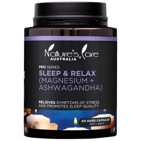 Nature's Care Pro Series Sleep and Relax Magnesium & Ashwagandah 60 Hard Capsules