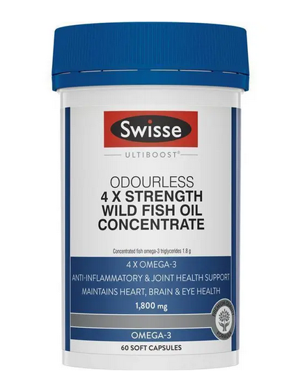 Swisse Ultiboost 4 x Strength Wild Fish Oil Concentrate 60 Capsules