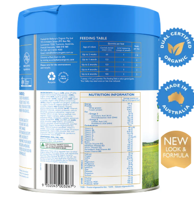 Bellamy's Organic Step 1 Infant Formula 800g