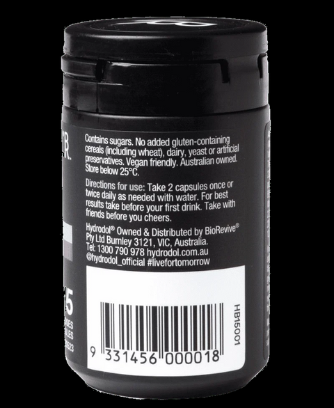 Hydrodol Before Hangover Relief 30 Hard Capsules (15 Doses)