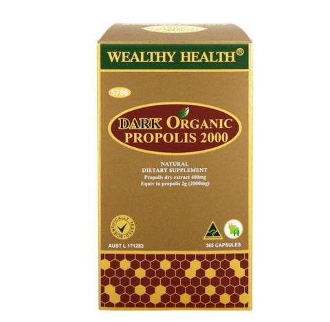 Wealthy Health Dark Organic Propolis 2000 365 Capsules