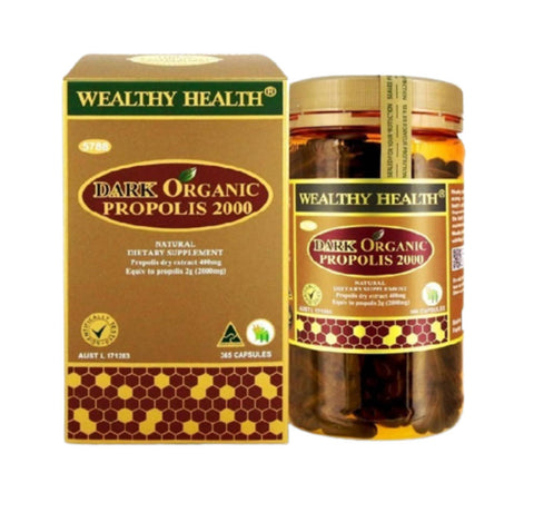 Wealthy Health Dark Organic Propolis 2000 365 Capsules
