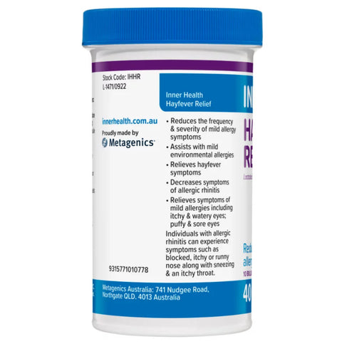 Inner Health Hayfever Relief Capsules 40S