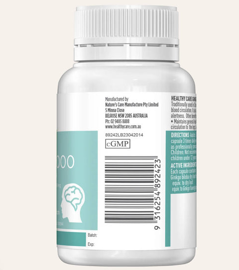 Healthy Care Ginkgo Biloba 2000mg 110 Softgel Capsules