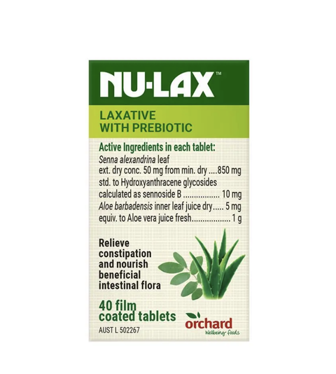 Nu-lax Natural Laxative With Prebiotic 40 Tablets