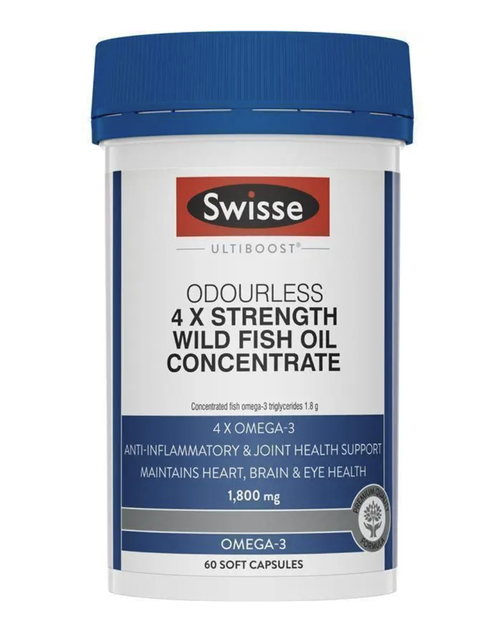 Swisse Ultiboost 4 x Strength Wild Fish Oil Concentrate 60 Capsules