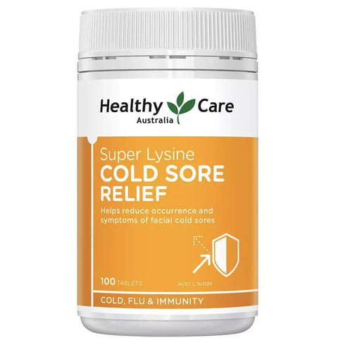 Healthy Care Super Lysine Cold Sore Relief 1000mg 100 Tablets（Exp 09/25）