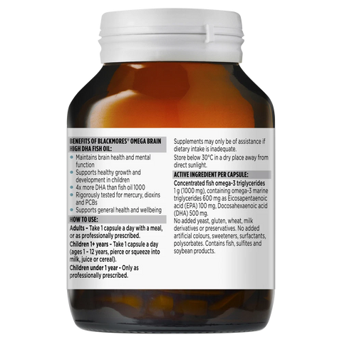 Blackmores Omega Brain High DHA Fish Oil 60 Capsules