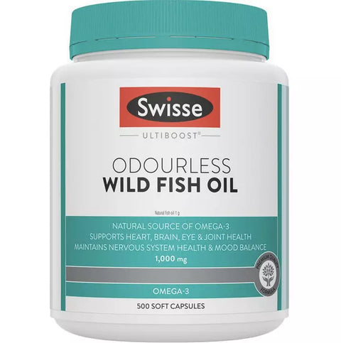Swisse Ultiboost Odourless Wild Fish Oil 1000mg 500 Capsules Exclusive Size
