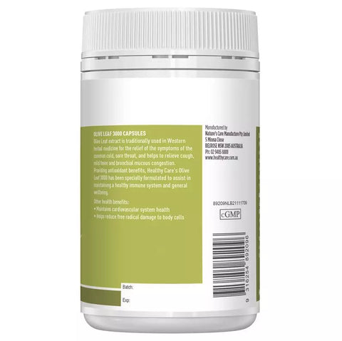 Healthy Care Olive Leaf Extract 3000mg 100 Capsules  Expriy