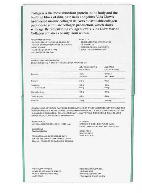 Vida Glow Original Marine Collagen 30 x 3g sachets